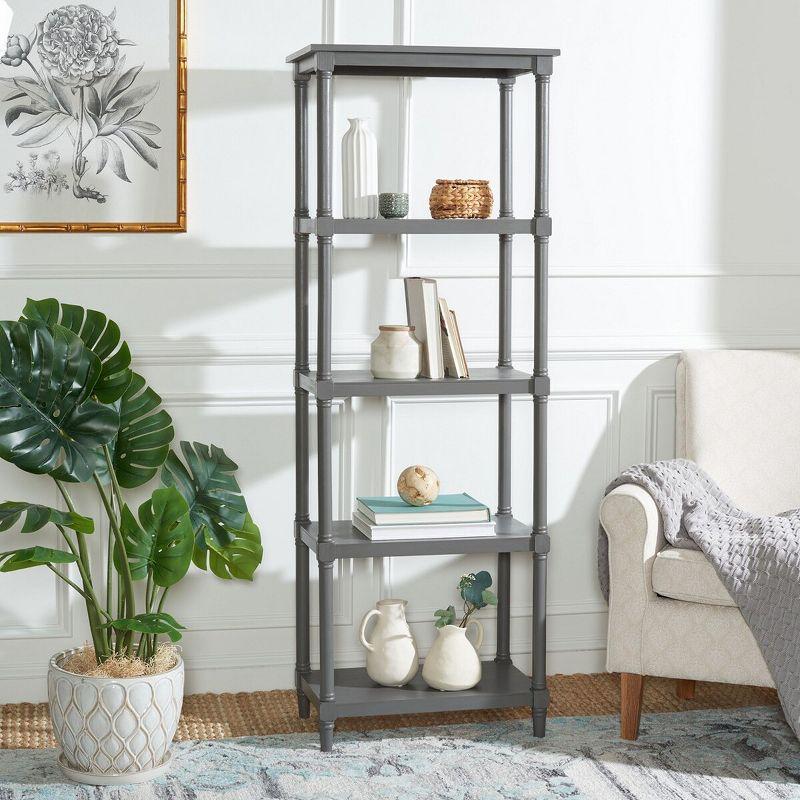 Transitional Gray Pine Wood 5-Tier Spindle Bookcase