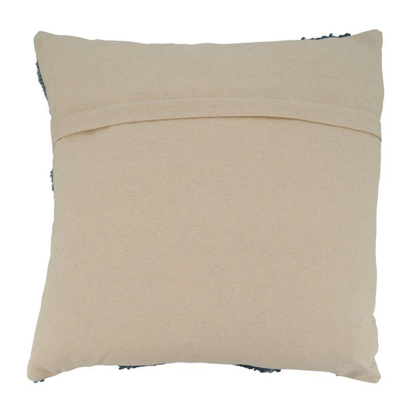 Blue Embroidered Cotton Square Throw Pillow