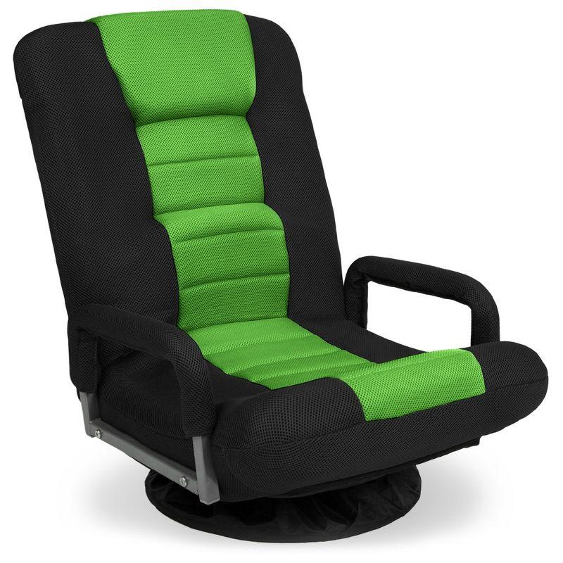 Black and Green Adjustable Swivel Gaming Floor Chair