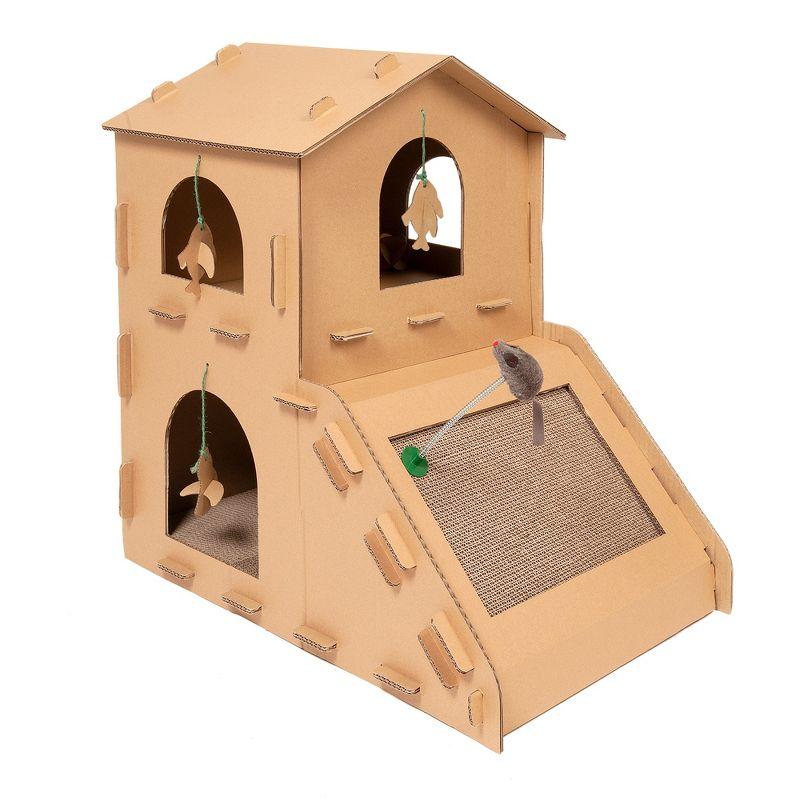 FurHaven Tiger Tough Townhouse Playground Scratcher House