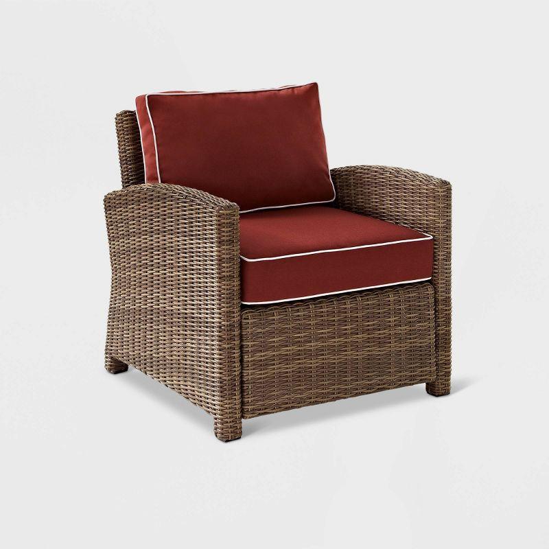 Bradenton Outdoor Wicker Armchair with Red Cushions