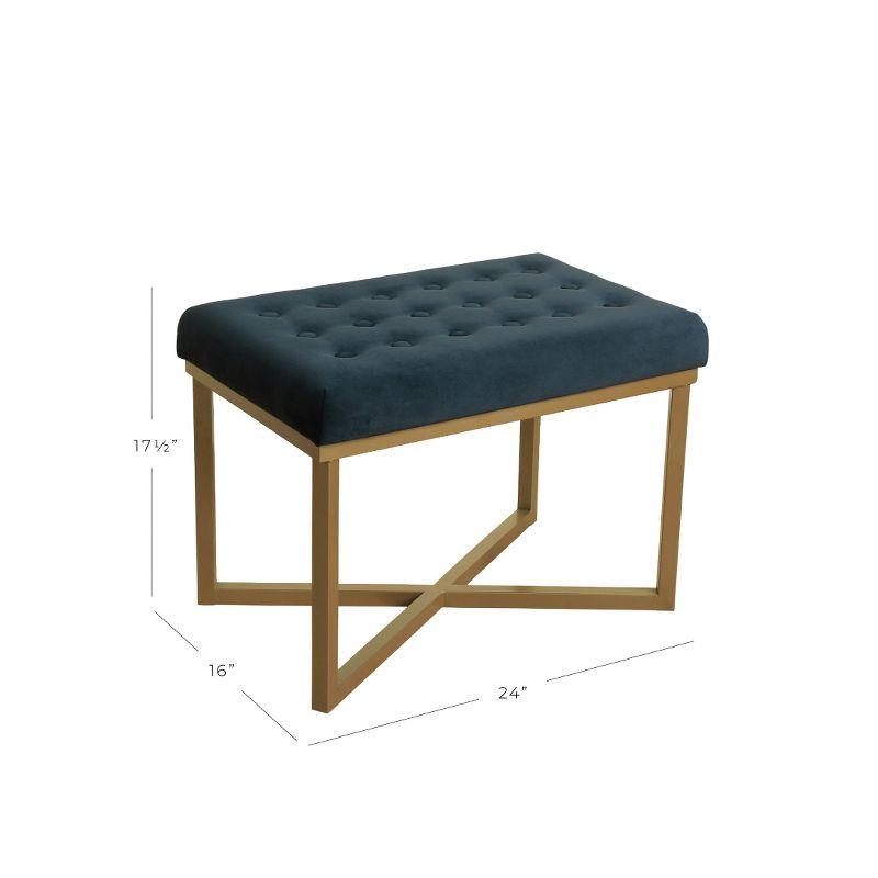 Rectangle Ottoman: Gold Metal X Base & Padded Seat for Family Room - HomePop