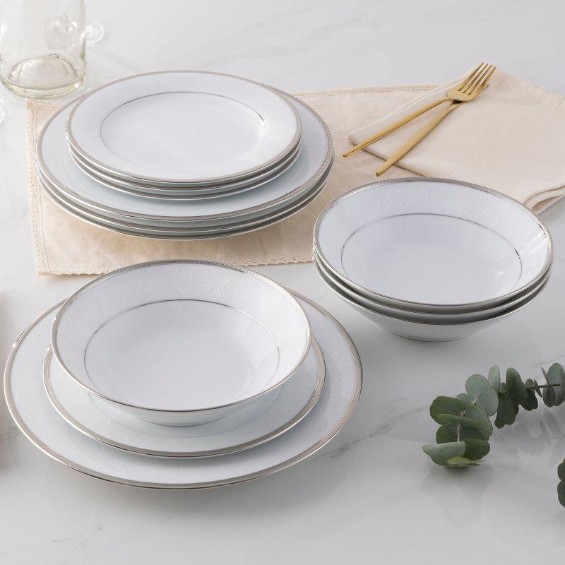 Noritake Regina Platinum 12-Piece Dinnerware Set, Service for 4