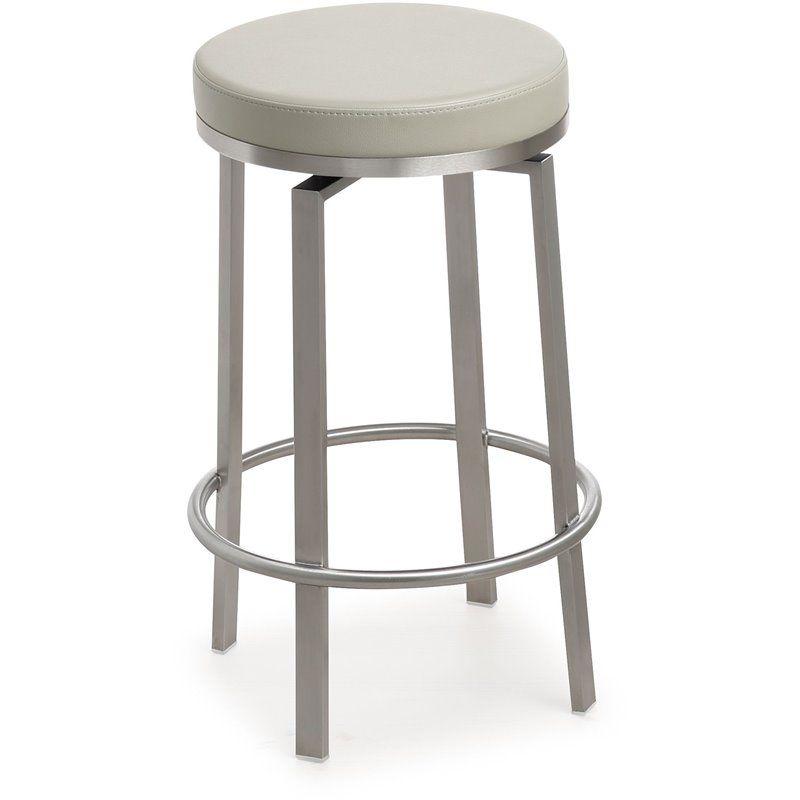 TOV Furniture Pratt 26" Swivel Fabric Counter Stools in Gray (Set of 2)