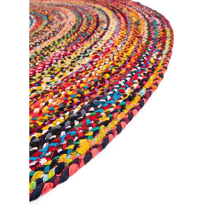 Unique Loom Braided Chindi Collection Area Rug - Layer (6' 1" Round Multi/Blue)
