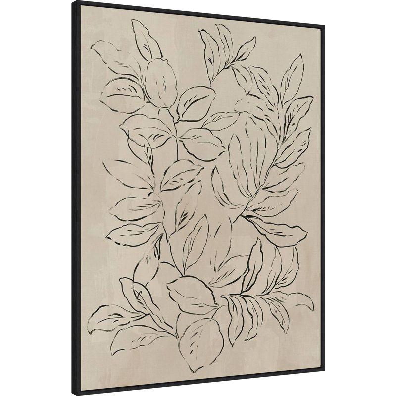 32" x 42" Outlined Leaves II by Asia Jensen Framed Canvas Wall Art Print - Amanti Art: Modern Botanical Lithograph