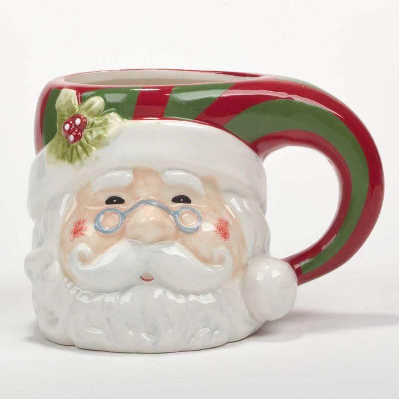 Set of 4 Festive Christmas Ceramic Mugs with 3D Characters