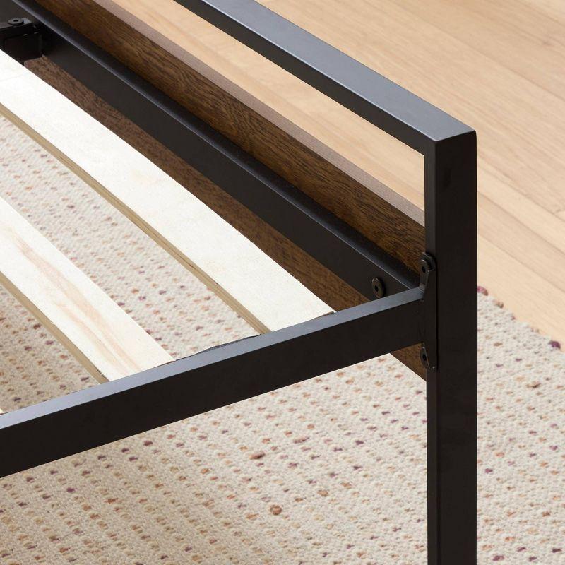 King Nora Metal and Wood Platform Bed Frame Brown - Brookside Home: Sturdy, No Box Spring Needed