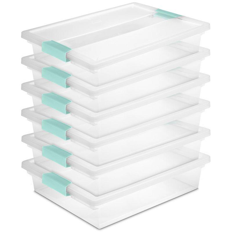 Sterilite Sterilite Plastic Stackable Storage Bin w/Clear Latch Lid (Set of 6)