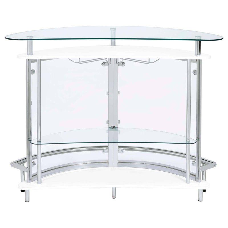 Coaster Amarillo Modern 2 Tier Home Bar Cabinet White/Chrome