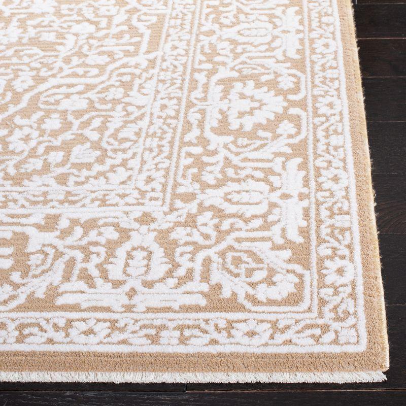 Handmade Ivory Rectangular Wool and Synthetic 4' x 6' Area Rug