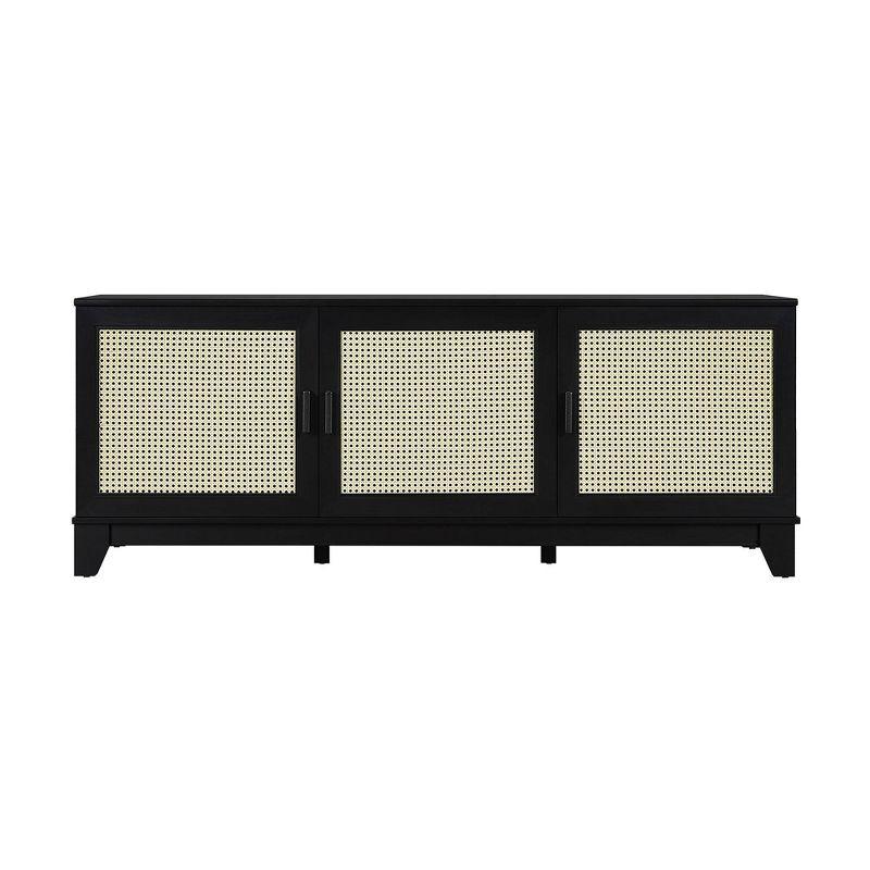 Sheridan Modern 6 Shelf Cane TV Stand for TVs up to 55" Black - Manhattan Comfort