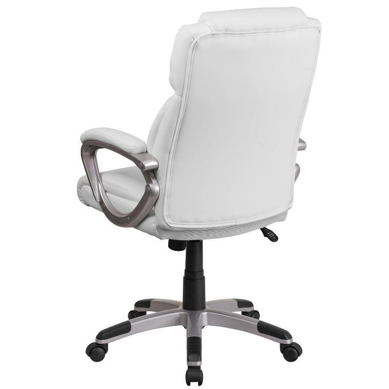 Flash Furniture Mid-Back White LeatherSoft Executive Swivel Office Chair with Padded Arms