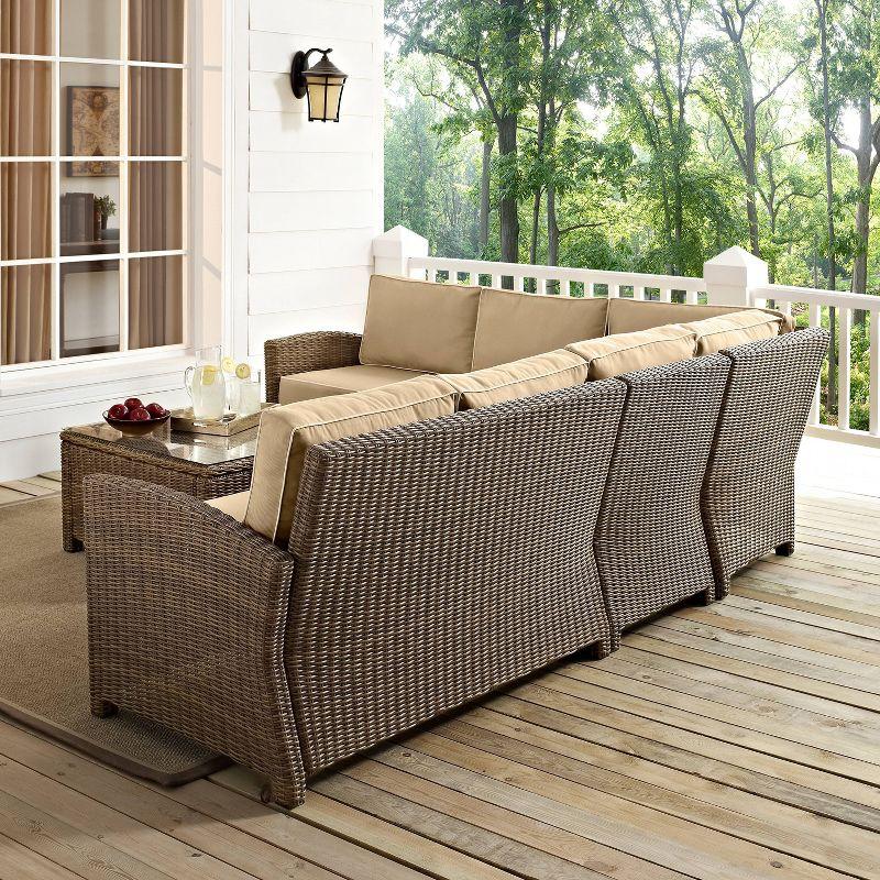 Bradenton 5pc Outdoor Wicker Sectional Set with Coffee Table - Sand - Crosley: UV-Resistant, Steel Frame Patio Ensemble