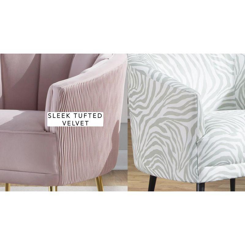 Chic Blush Pink Velvet Barrel Accent Chair with Gold Legs