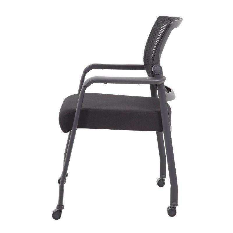 Mesh 4 Legged Guest Chair Black - Boss Office Products: Upholstered, Breathable, Fixed Height