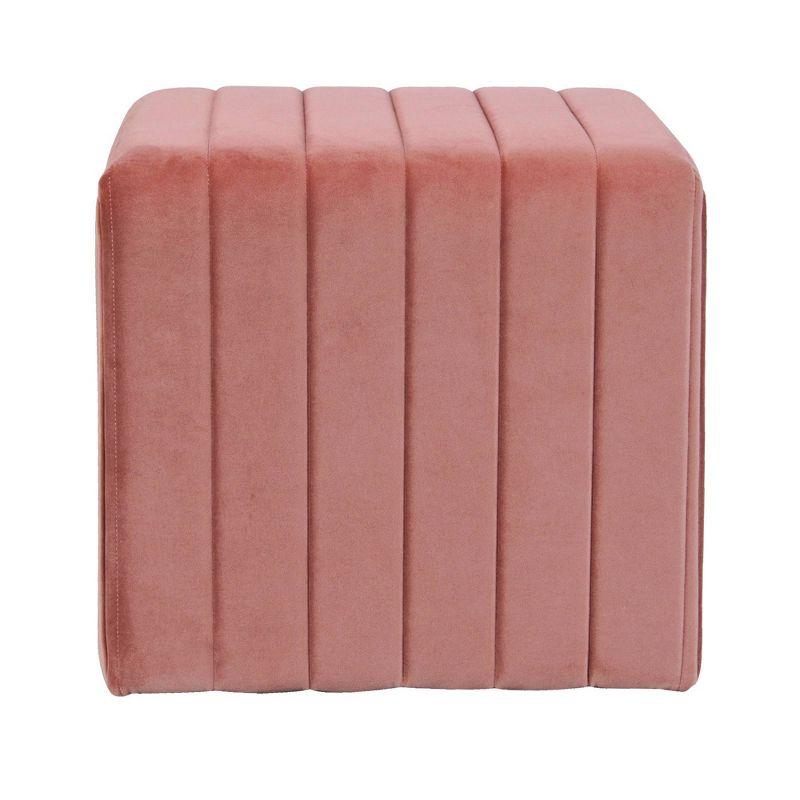 Modern Channel Ottoman Blush Velvet - HomePop: Upholstered, Tufted, Luxury Seating