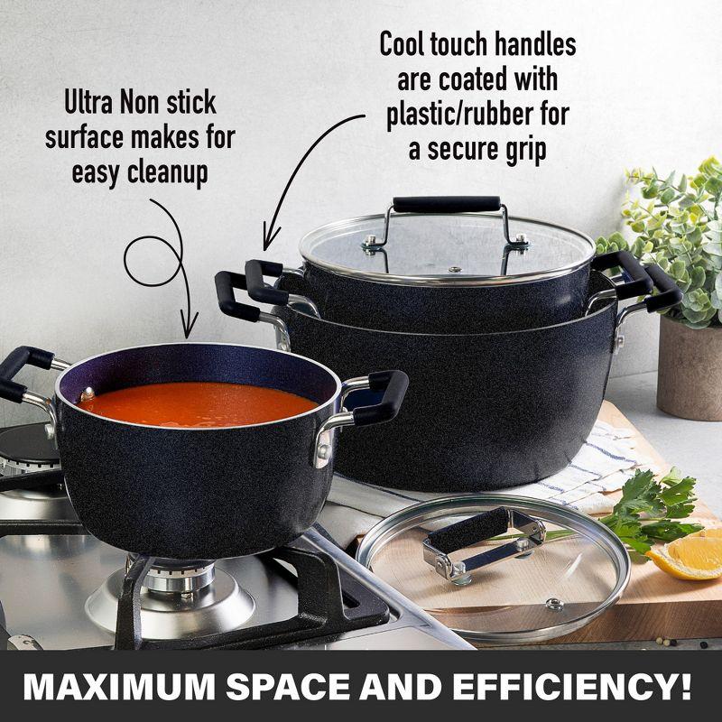 Granitestone Granitestone 6 Piece Stackable Nonstick Nesting Pots with Lids, Dishwasher Safe