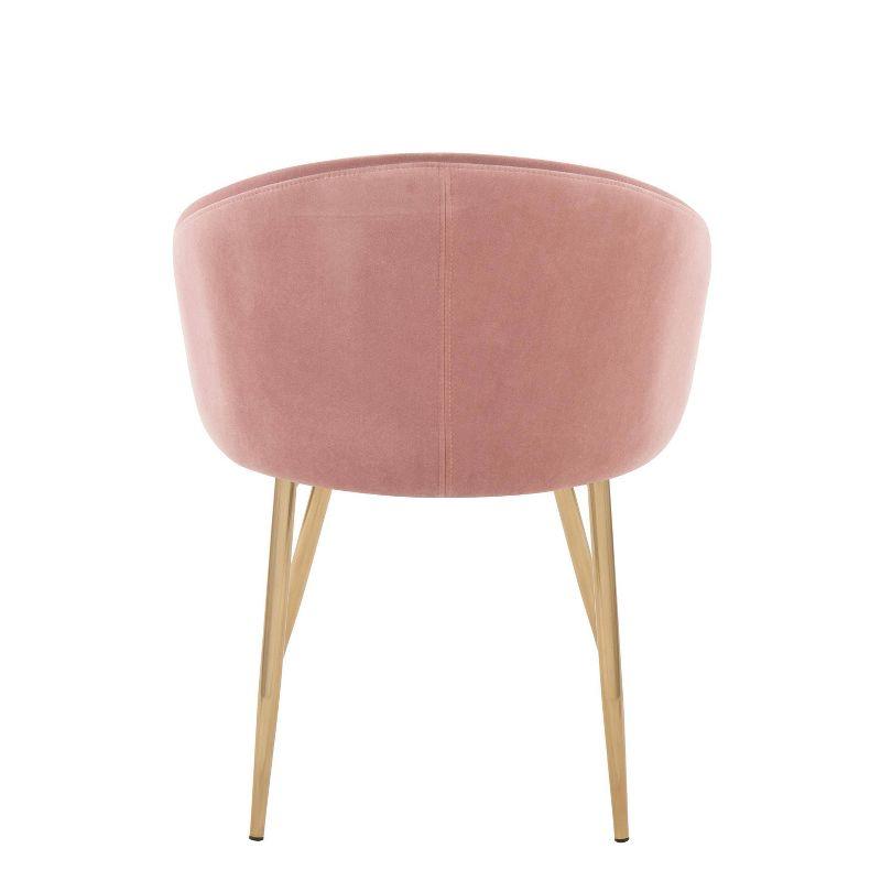 Set of 2 Claire Dining Chairs Gold/Blush - LumiSource: Velvet Upholstery, Metal Legs, Foam Filled