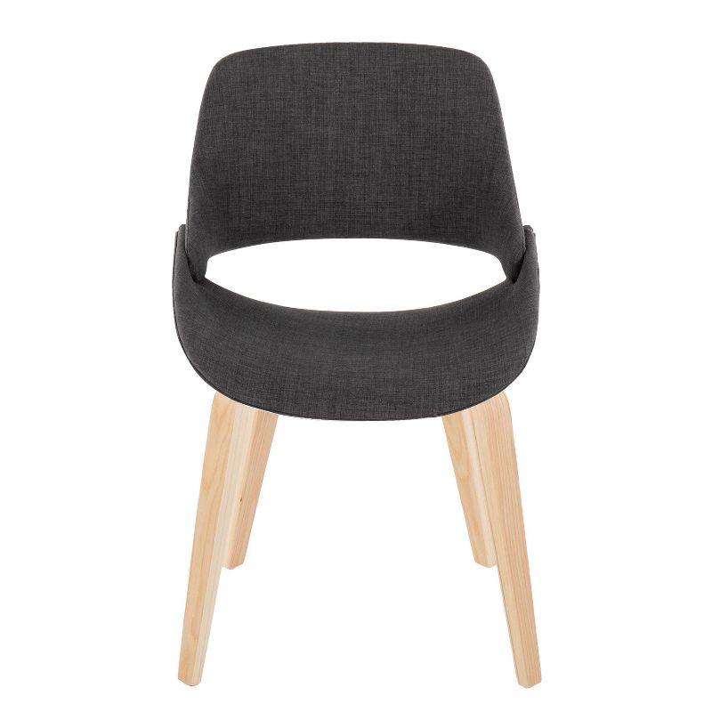 Set of 2 Fabrico Dining Chairs Natural/Charcoal: LumiSource, Upholstered Bent Wood Legs, Scandinavian Style