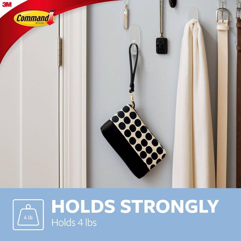 Command Large Sized Decorative Hooks with Strips Value Clear: Adhesive Hooks for Wreaths & Stockings, Heavy Duty, 4 lb Capacity
