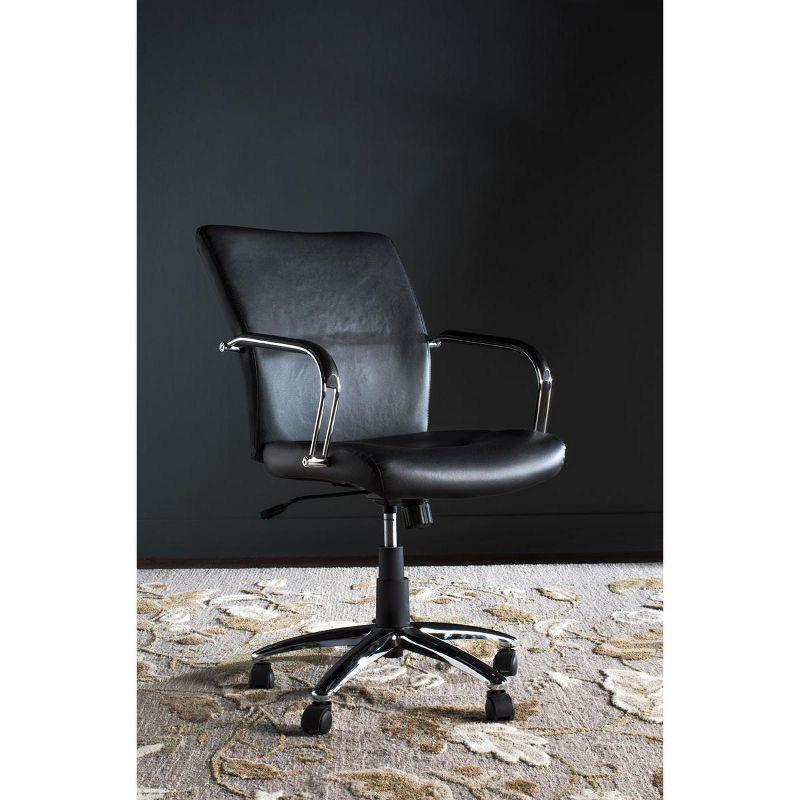 Black Leather High Back Swivel Arm Chair