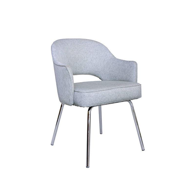 Guest Chair Gray Linen - Boss Office Products: Chrome Base, Mid-Century Modern, 275lbs Capacity