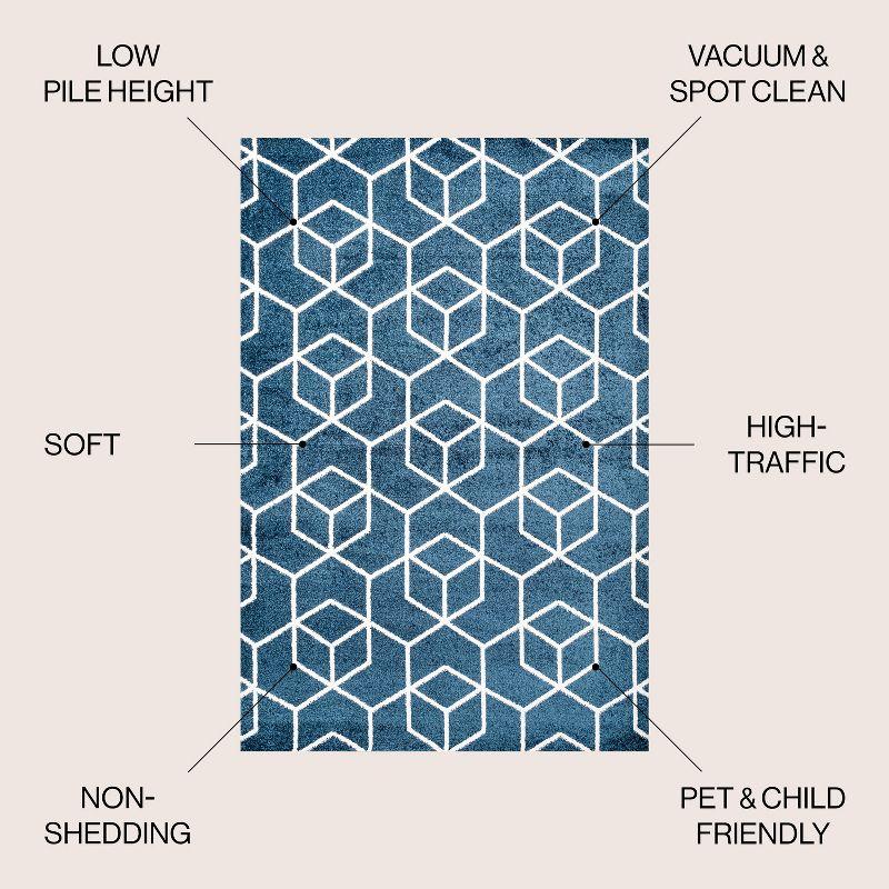 3'x5' Tumbling Blocks Modern Geometric Area Rug, Navy/White - JONATHAN Y