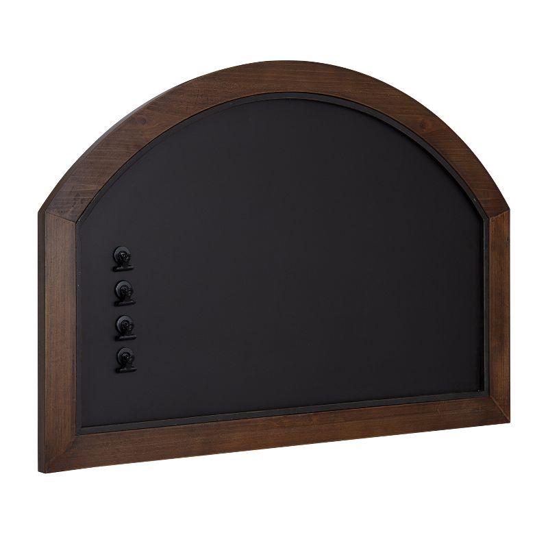 Walnut Brown Arched Magnetic Chalkboard with Clips, 36x24