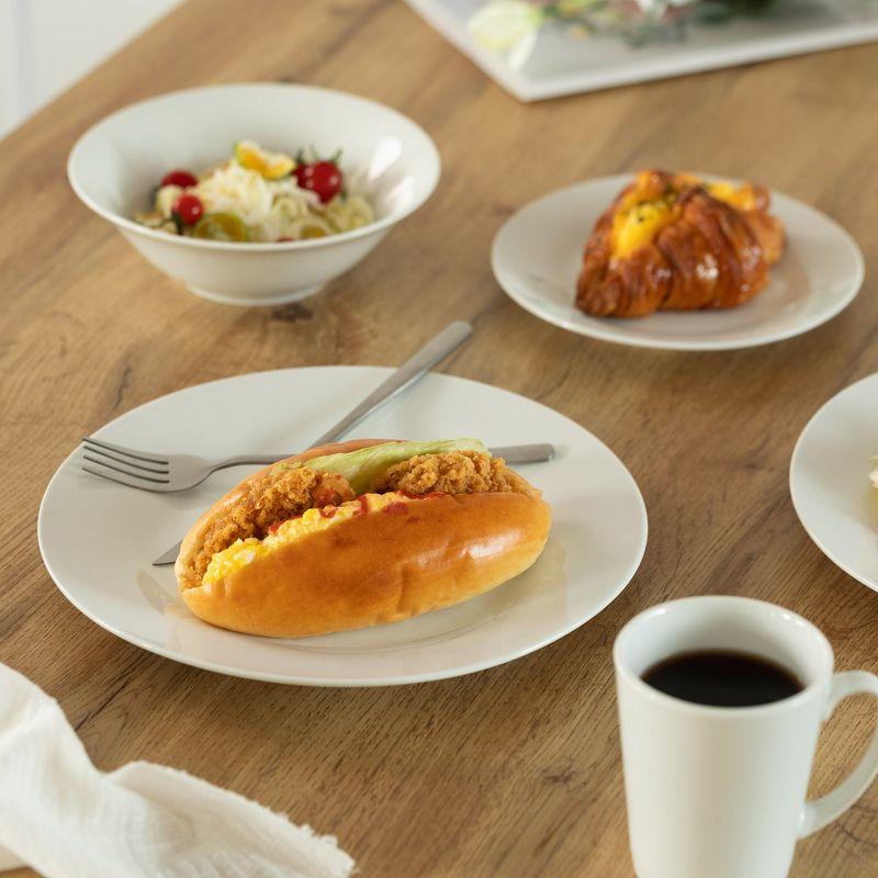 Dinewares 32 PC Spin Wash Dinnerware Dish Set for 8 Person | Mugs, Salad and Dinner Plates and Bowls Sets, Dishwasher and Microwave Safe, White