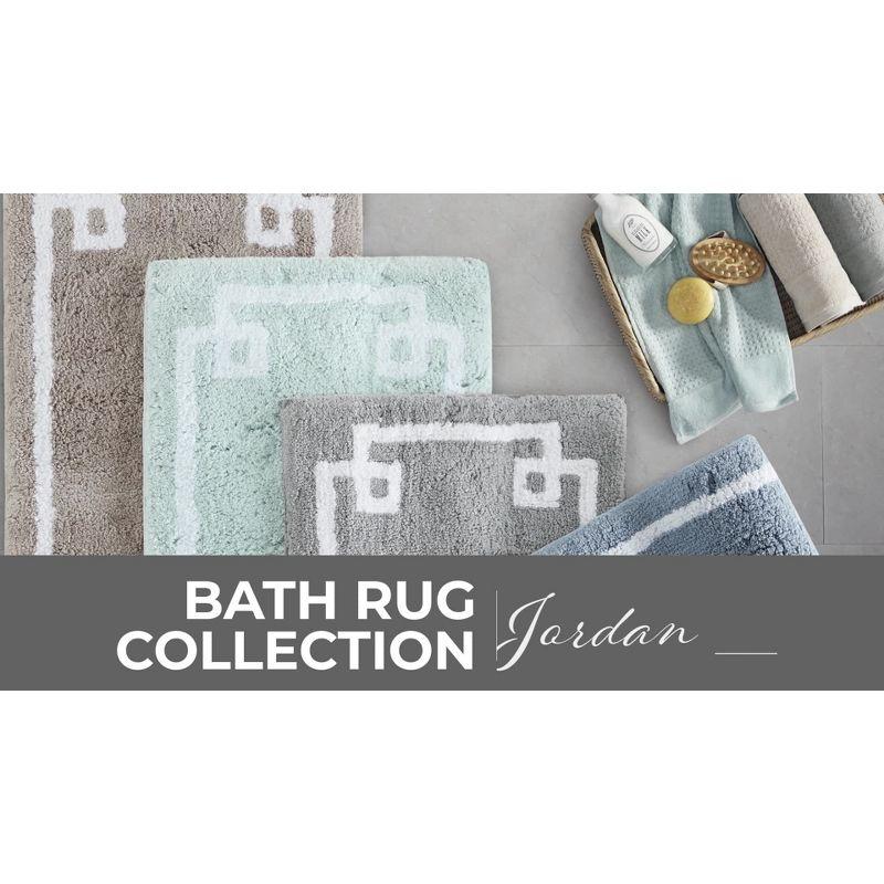 White Cotton Tufted Bath Rug with Gray Border