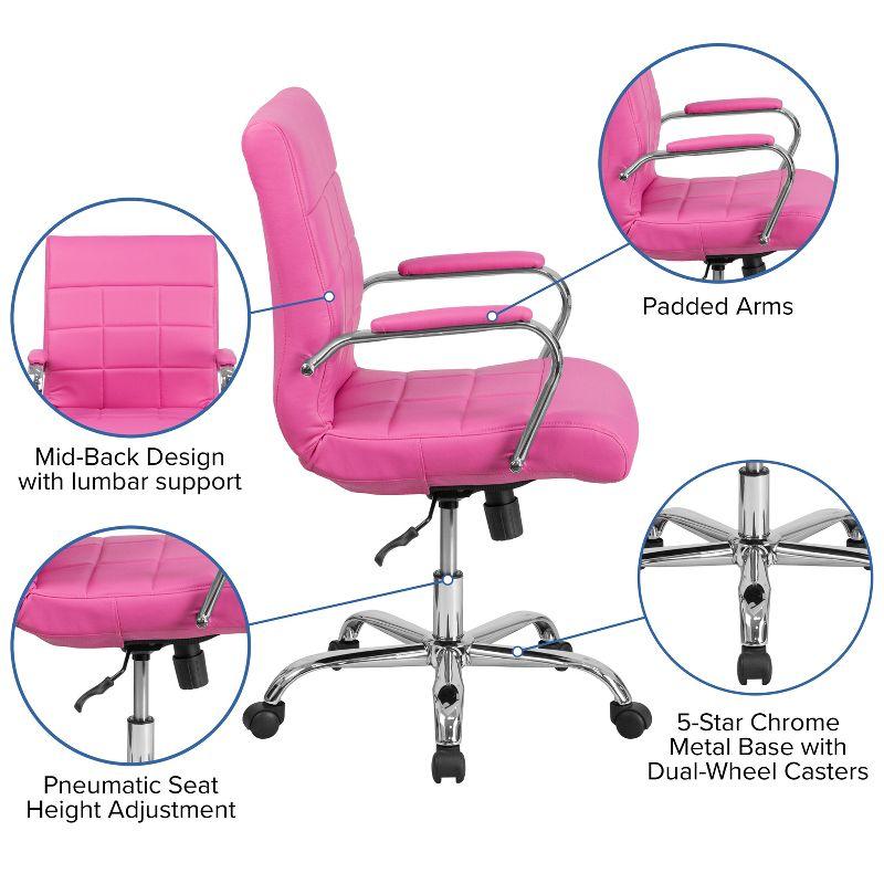 Flash Furniture Mid-Back Vinyl Executive Swivel Office Chair with Chrome Base and Arms