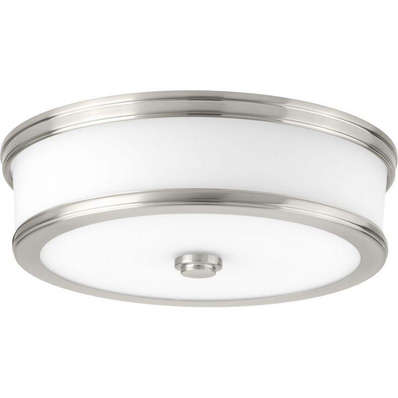 Brushed Nickel 13" LED Flush Mount with Etched White Glass