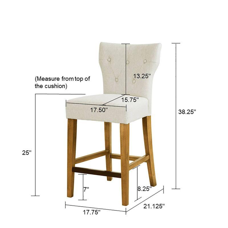 Saffron Tufted Back Counter Height Barstool Cream - Madison Park: Upholstered, Padded, Wood Legs