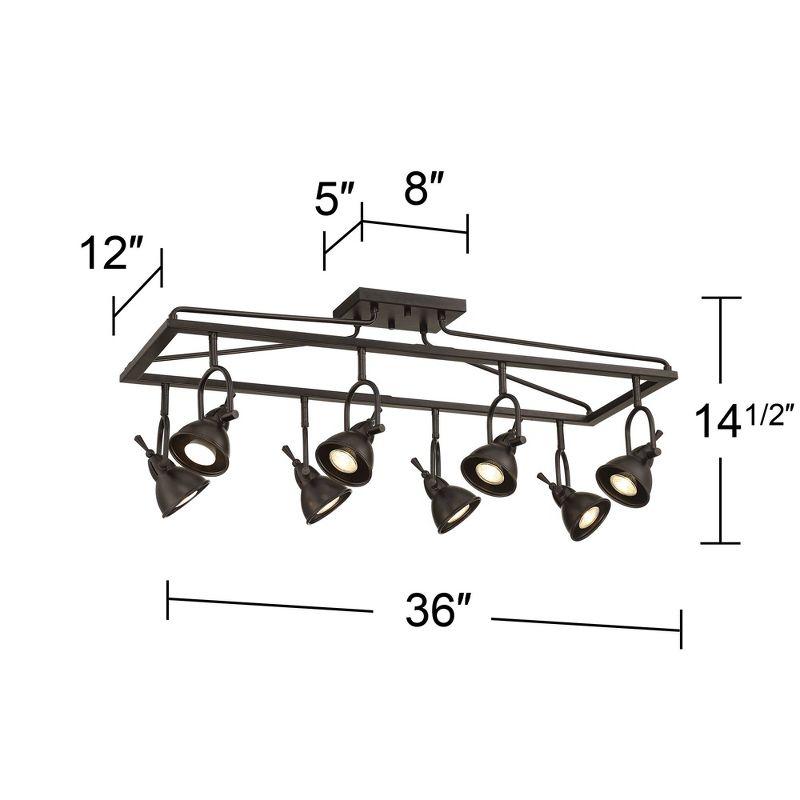 Pro Track Kane 8-Head LED Ceiling Track Light Fixture Kit Spot Light GU10 Directional Brown Bronze Finish Metal Farmhouse Rustic Cage Kitchen 36" Wide