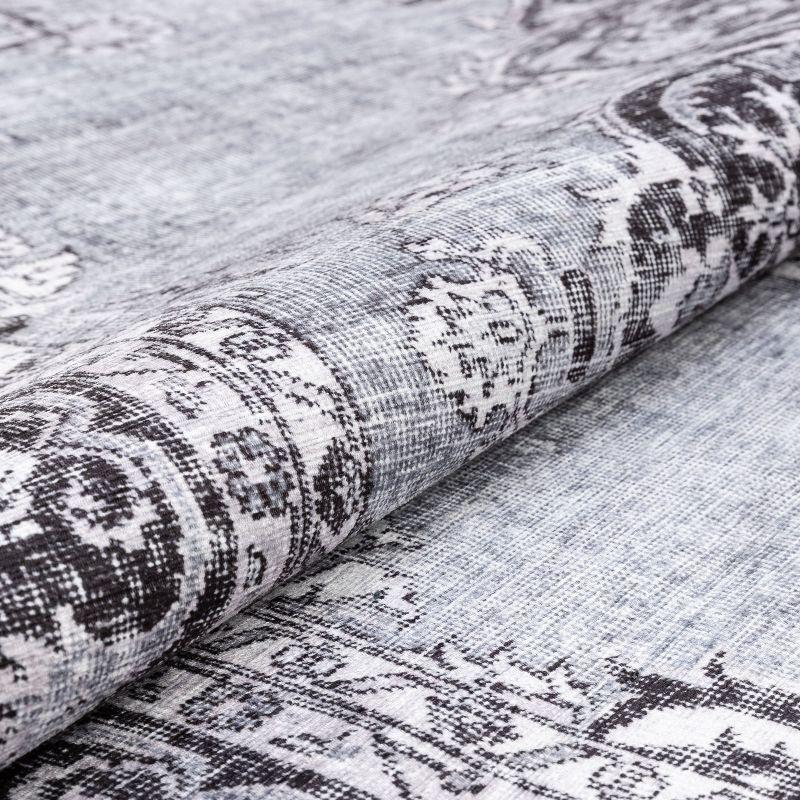 Well Woven Areva Machine Washable Grey Vintage Oriental Medallion Flat Pile Runner Rug 2x7 (2'1" x 7'3" Runner)