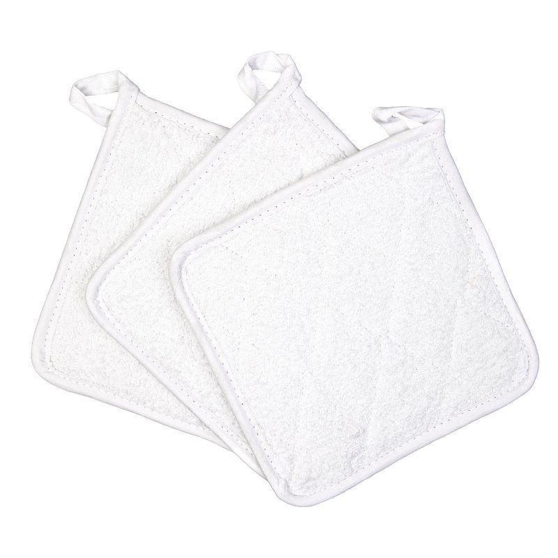 Arkwright White Cotton Heat Resistant Kitchen Potholders, 7x7 in, 12-Pack