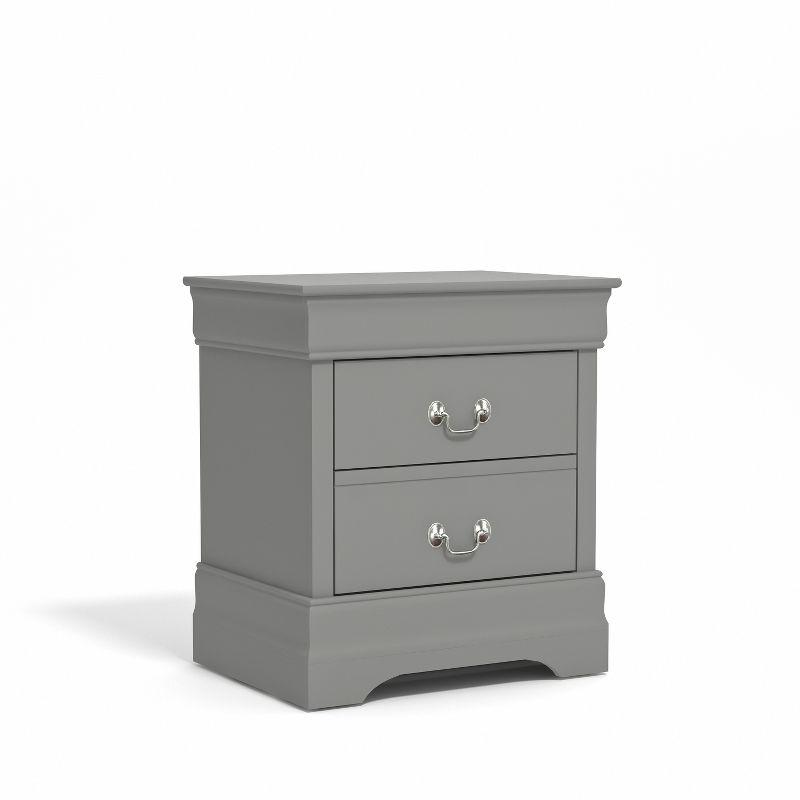 Ireton Sophisticated 2-Drawer Gray Nightstand with Louis Philippe Details