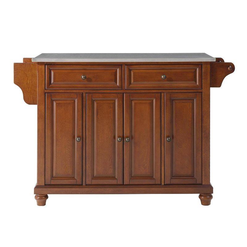 Cambridge Cherry Wood Kitchen Island with Stainless Steel Top