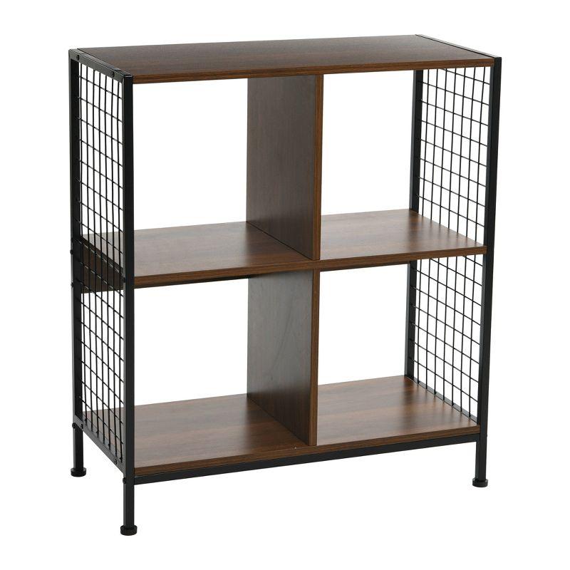 Household Essentials 28.15" Trellis 4 Shelf Bookshelf Walnut: Iron Frame, Adult Assembly, Novelty Design