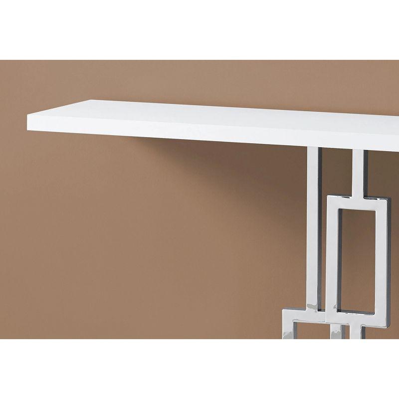 Glossy White Geometric Metal Base 47'' Console Table