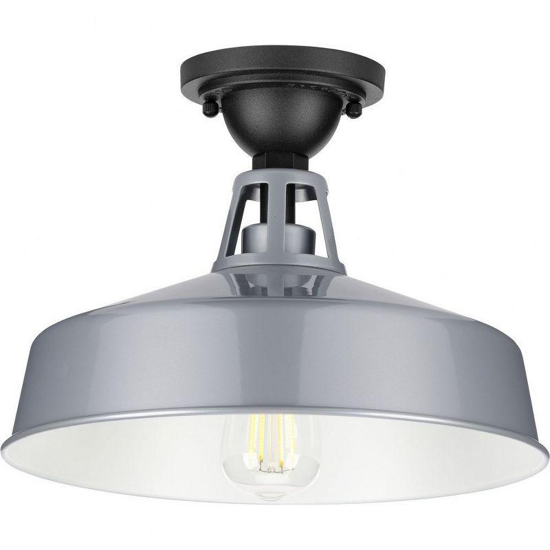 Progress Lighting, Cedar Springs, 1-Light Ceiling Light, Metallic Gray, White Shade