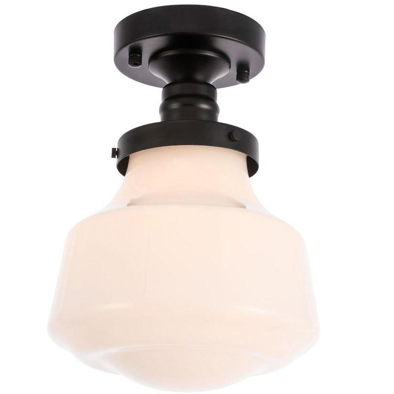 Elegant Lighting Lyle 1 light Black and frosted white glass Flush mount