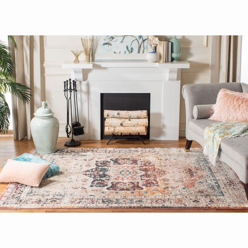 Handmade Ivory Medallion Stain-Resistant Synthetic Rug 79"