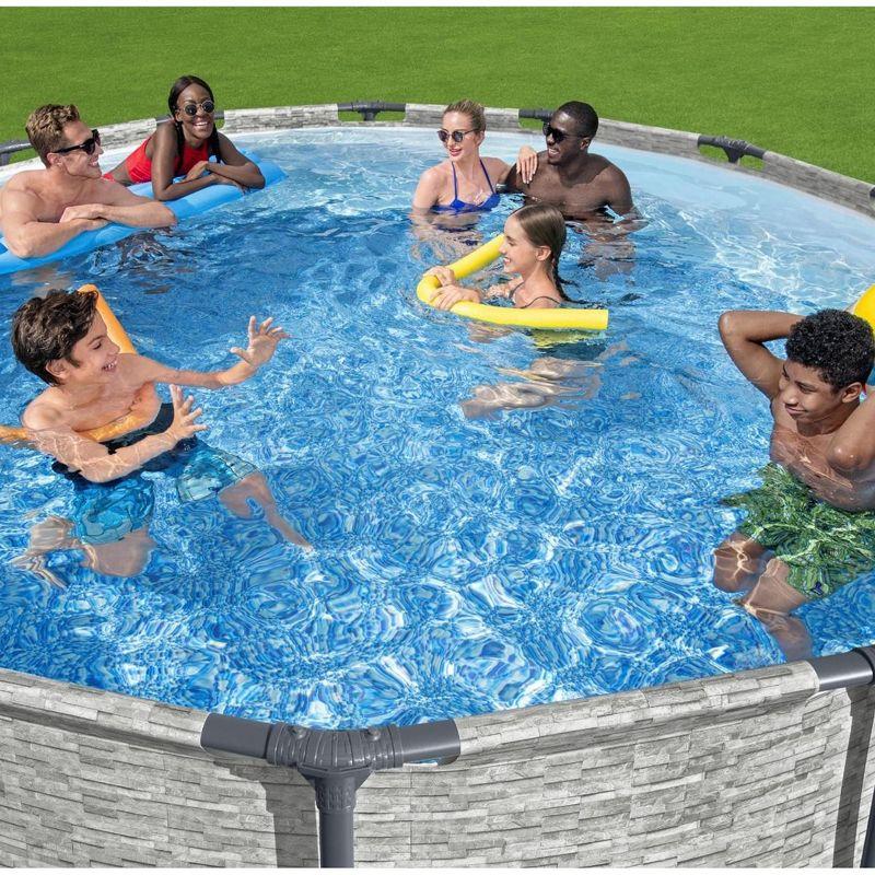 Bestway Steel Pro MAX Round Above Ground Swimming Pool Set with Metal Frame Filter Pump, Ladder, and Cover