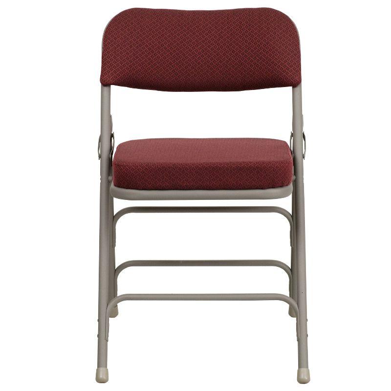 Set of 2 Burgundy Fabric Cushioned Metal Folding Reception Chairs