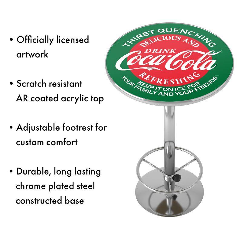 Coca-Cola Round Chrome Pub Table with Footrest