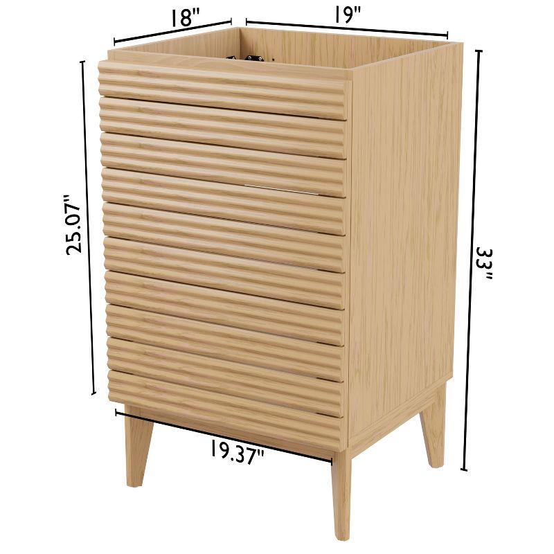 Calandre 20'' Oak Modern Farmhouse Slat Bath Vanity Cabinet