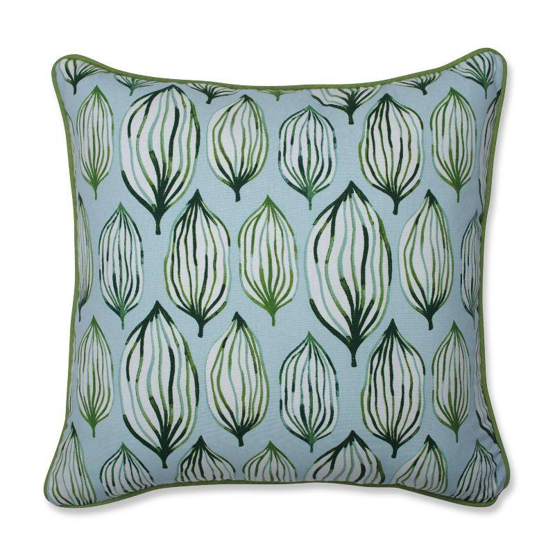 Pillow Perfect Tropical Leaf Verte Geometric Cotton Reversible Throw Pillow