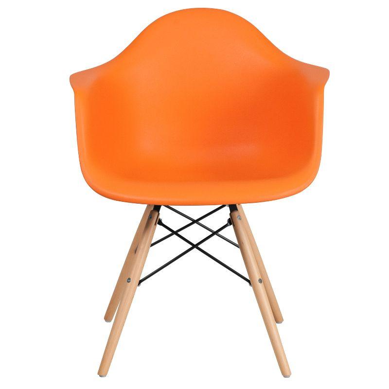 Charming Orange Polypropylene Armchair with Artistic Wooden Legs